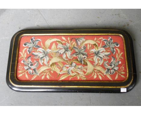 A VICTORIAN EBONISED AND BEAD WORK TEAPOT STAND