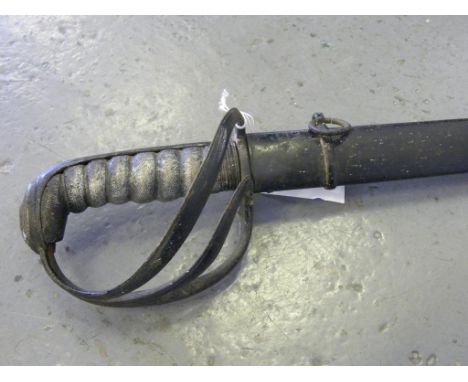 AN 1821/22 PATTERN LIGHT CAVALRY OFFICER'S SWORD AND SCABBARD WITH PIPE BACKED ETCHED BLADE WITH GR CIPHER BY PROSSER LONDON