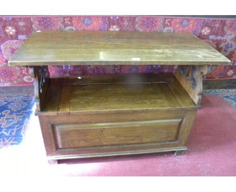 AN OAK MONKS BENCH 