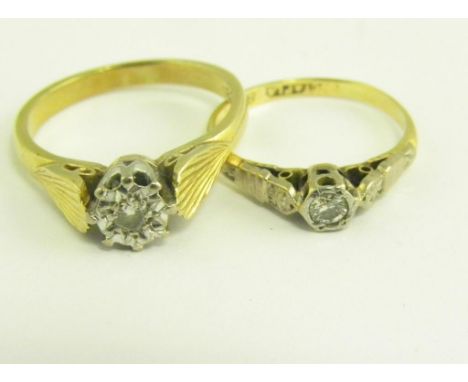 TWO DIAMOND RINGS, IN GOLD, MARKED 18CT, 6.3G