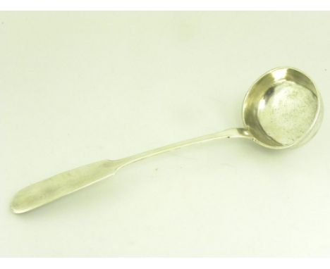 A RUSSIAN SILVER SOUP LADLE, FIDDLE PATTERN, 6OZS 