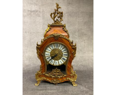 An 8 day reproduction boulle type mantel clock by Franze Hermle and Son, Rococo style     Height 59cm