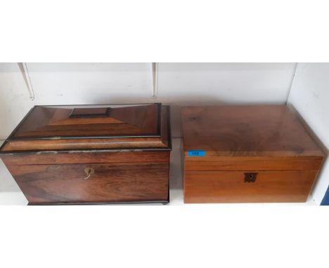 Two Victorian walnut boxes, one a tea caddy with a part fitted interior, the other a writing slope, Location: 1:4 