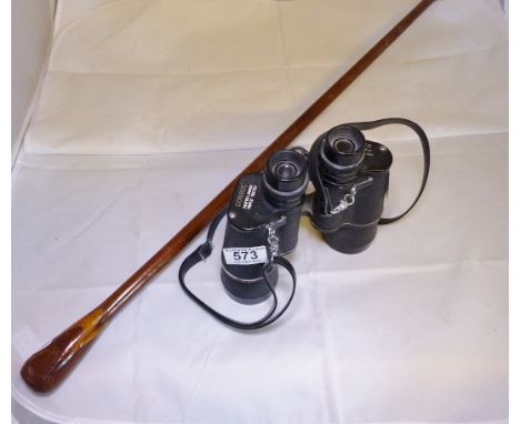 BINOCULARS. Consul 7 x 50 binoculars and a walking stick