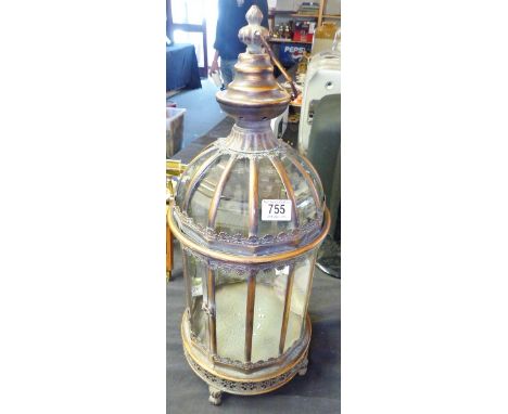 LANTERN. Copper and glass lantern  H ~ 61cm  