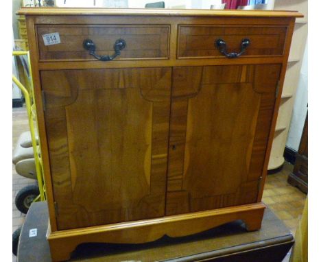 OAK CUPBOARD. Light oak cupboard with two short drawers over cupboard, 77 x 77cm
