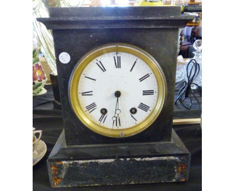 MANTEL CLOCK. Victorian slate mantel clock