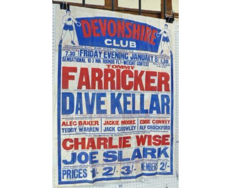 VINTAGE BOXING POSTER. Vintage Devonshire Boxing Club poster
