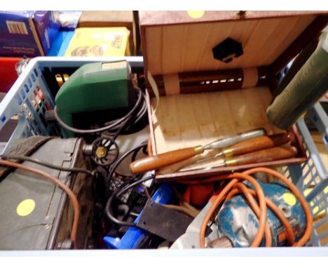 Box of mixed tools including Avometer, Dremel, drill etc. Not available for in-house P&amp;P 