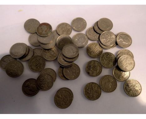 Mixed UK sixpences. UK P&amp;P Group 1 (£16+VAT for the first lot and £2+VAT for subsequent lots) 