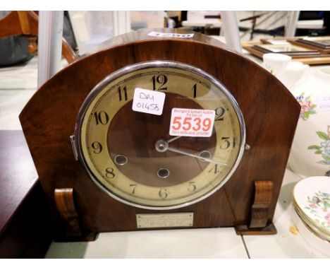 Mahogany cased mantel clock by Haller. Not available for in-house P&amp;P 