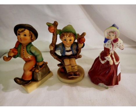Two Goebel figurines and a Royal Doulton miniature. Not available for in-house P&amp;P 