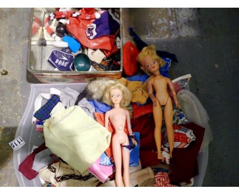 Cindy dolls and a quantity of accessories/clothes, leg loose on one and discolouration otherwise good. UK P&amp;P Group 2 (£2
