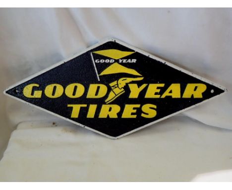 Cast iron Goodyear Tires Plaque, W: 30 cm. UK P&amp;P Group 1 (£16+VAT for the first lot and £2+VAT for subsequent lots) 