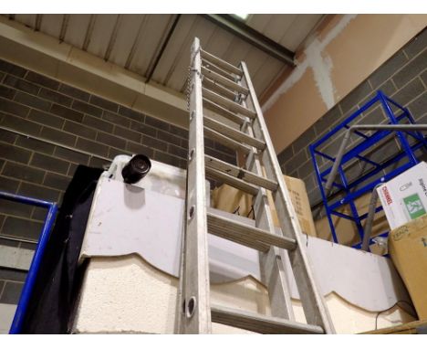 Set of 28 rung aluminium ladders 28ft and two sets of step ladders. Not available for in-house P&amp;P 
