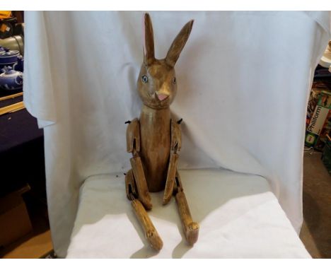 Wooden shelf rabbit, with damages to one ear. H: 60 cm. Not available for in-house P&amp;P 