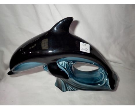 Poole pottery dolphin, H: 20cm. Not available for in-house P&amp;P 