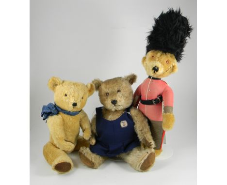 Collection of Teddy bears and soft toys, including 1950’s Chiltern Hugmee, with orange plastic eyes, plastic nose, stitched m