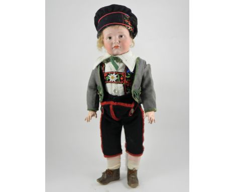 Large Kammer & Reinhardt 114 bisque head character doll, German circa 1910, the well moulded pale bisque head with painted br