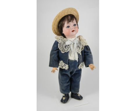 Kammer & Reinhardt 121 bisque head doll, German circa 1910, lovely pale bisque head with weighted blue glass eyes, feather ey