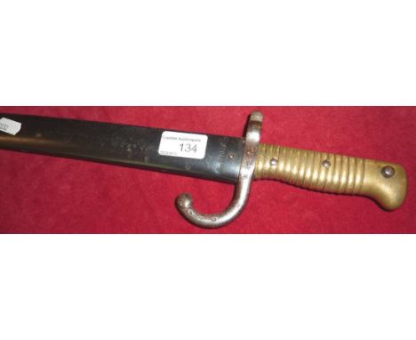 French Bayonet with date and inscription to the back strap, 1870, complete with steel scabbard, serial number 81873 with matc