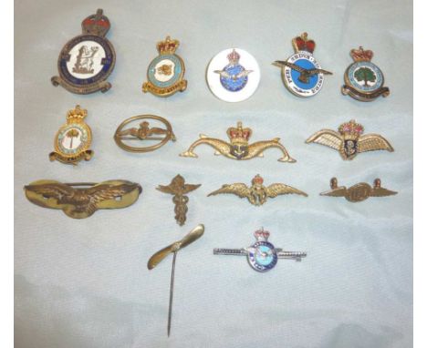 Collection of various lapel badges, bar brooches, sweetheart brooches etc inc Naval and RAF enamel badge for County of Warwic