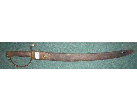 British Police (Prison) officer's sword with 22.5 inch slightly curved single fullered blade with brass hilt and guard stampe