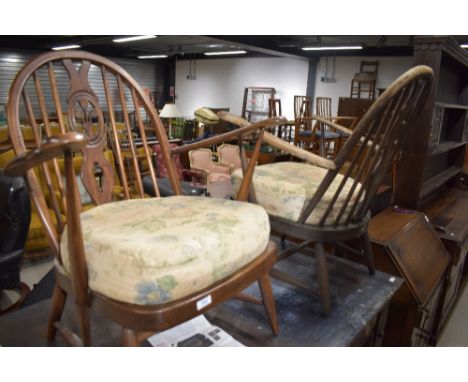 Two vintage Ercol armchairs, ideal refurb project