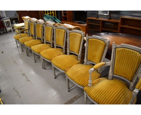 A set of eight (six plus two) vintage French style salon chairs