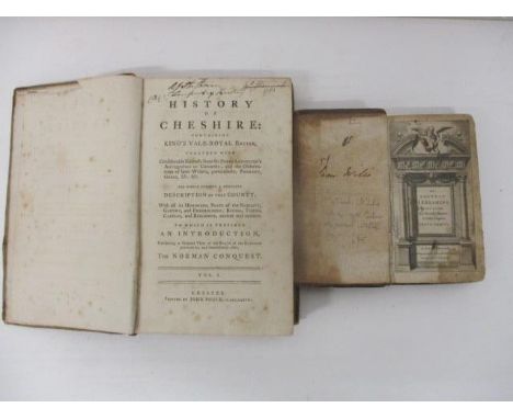 Two Books:  'History of Cheshire Containing King's Vale-Royal Entire' Volume 1 Printed by John Poole 1778 and 'Le Nouveau Tes