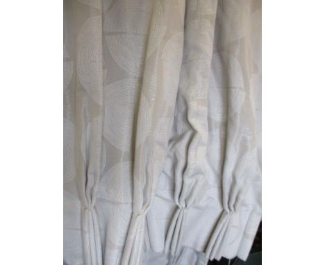 Curtains - two pairs of cream curtains, one pair 35" w x 82"w, drop and the other pair 64" w x 90" drop, triple pleated and l