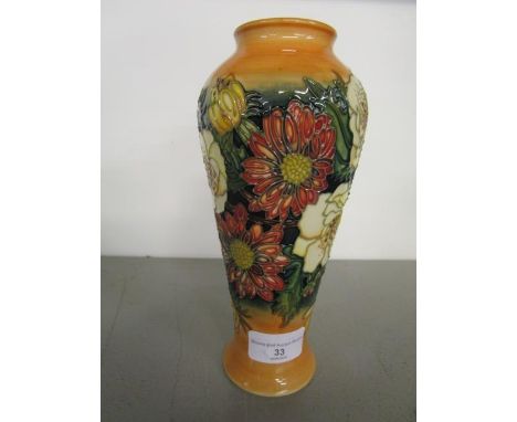 Emma Bossons design for Moorcroft - a contemporary tube lined vase decorated in the Victoriana pattern, of slender baluster f