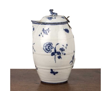 Large blue and white 'European shape' jug and coverChinese, Qianlong periodwith painted sprigs of flowers and insects and wit