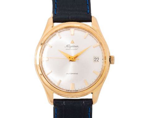 ALPINA President Automatic Herrenuhr ca. 60er Jahre. Edelstahl vergoldet. Mechanisches Autimatik-Werk Kal. AS 1674 in funktio