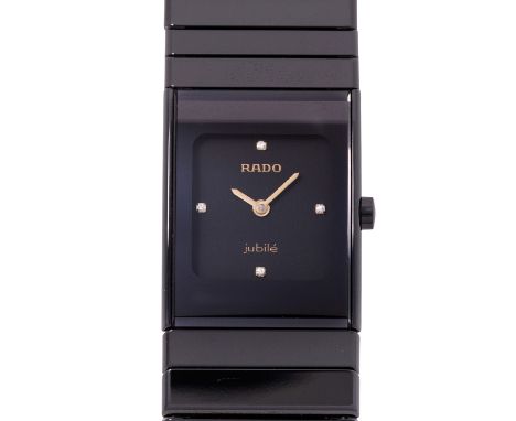 RADO Diastar Jubilé Ref 204.0320.3 Damenuhr. Kermaik. Quarzwerk, funktionsfähig, Werk läuft. Schwarzes Zifferblatt mit 4 Bril