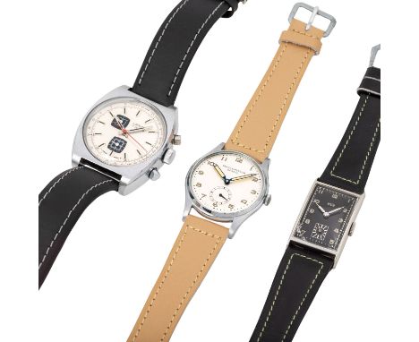 KONVOLUT aus 3 X Herren Armbanduhr reparaturbedürftig. bestehend aus:1. LANCO Herren Chronongraph. Edelstahl. Mechanisches Ha