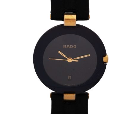 RADO Coupole Ref 129.4077.4N Damenuhr. Edelstahl / Keramik. Quarzwerk Kal. ETA 955.412, Werk läuft. Schwarzes Zifferblatt ohn