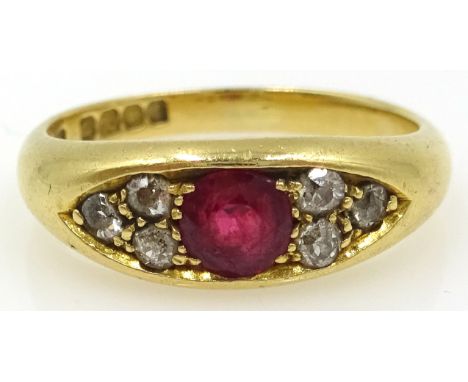 Edwardian 18ct gold ruby and diamond ring London 1906 Condition Report 5.1gmsize OClick here for further images, condition, a