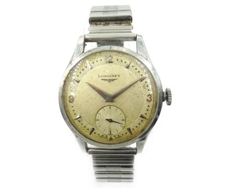 Longines stainless steel manual wristwatch circa 1955 on Fixoflex bracelet Condition Report ticking away35mmClick here for fu