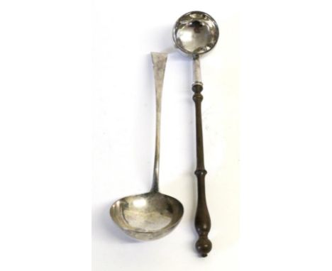 ^ An Early George II Provincial Silver Toddy Ladle, makers mark indistinct, Newcastle, probably 1727, the bowl engraved ''Ex 