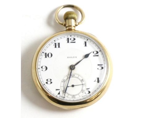 A 9ct Gold Open Faced Pocket Watch, signed Rolex, 1931, lever movement signed and numbered 5201651, timed to three positions 