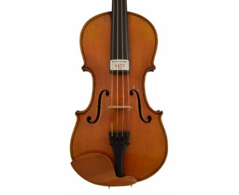 German violin by and labelled Copy of Antonius Stradivarius made by E.R. Schmidt & Co, Markneukirchen, Saxony, also branded A
