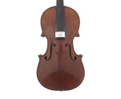 French violin labelled Barrel, D'Apres á Stradivarius; also labelled P. Beuscher, Luthier...Paris, 14 1/8", 35.90cm