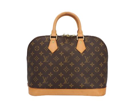 LOUIS VUITTON VINTAGE Handtasche "ALMA PM". Koll. 1999. Akt. NP.: 1.550,-€. Monogram Canvas Serie mit naturbelassenem Leder u