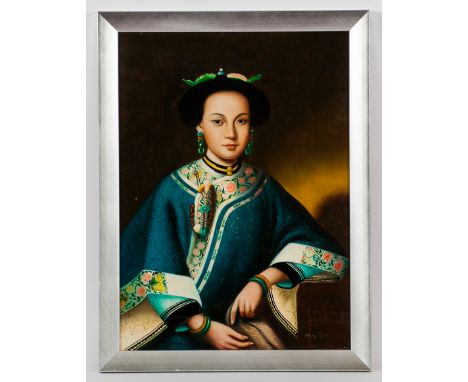 20TH CENTURY CHINESE SCHOOL
FEMALE PORTRAIT 
in the style of Lang Shining (Giuseppe Castiglione), The Fragrant Concubine
oil 