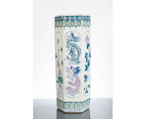 JAPANESE IMARI STICK STAND
with chrysanthemum decoration, 61cm high; along with a Chinese stick stand, 61cm high (2) 