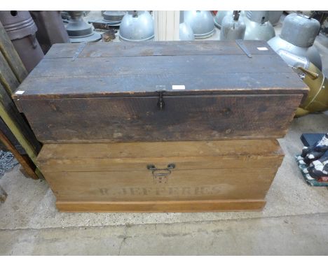 A hardwood box and a pine tool box 