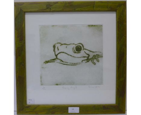 A signed Sonia Rollo limited edition print, Peeping Frog II, no. 74/100, 32 x 32cms, framed 