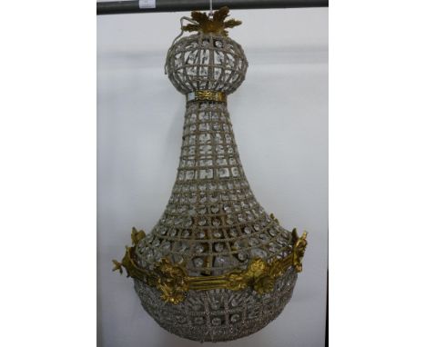 An Italian style gilt metal and glass chandelier, 80cms h 