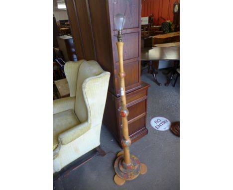 A painted beech standard lamp 